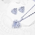 Elegant silver heart necklace and earrings jewelry set with sparkling cubic zirconia - Hollow Heart Edge Style (HYL415001 Silver)