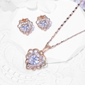 Elegant rose gold jewelry set with heart-shaped necklace and matching stud earrings - Hollow Heart Edge Style (HYL415001 Gold)
