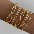 Stackable gold infinity twist and textured bangle set for women in elegant metal finish - Twisted Engraved Stackable Style (HS1974-10)