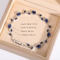 Vista dettagliata del bracciale a vite in argento con gemme blu e dimensioni - Argento (Blu Scuro)