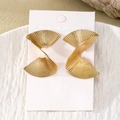 Chic vintage geometric gold spiral fan-shaped stud earrings on a white display card - Spiral Geometric Twisted Style (HS1930-Gold-5)