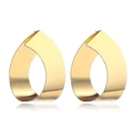 Polished golden teardrop metal hoop earrings with a modern geometric curved design - Wide Surface Teardrop Mirror Style (HS1930-Gold-7)