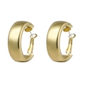 Classic golden thick hoop earrings with high-polish finish and secure back closures - Thick Mirror C-Shape Hoop Style (HS1930-Gold-9)
