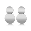 Silver geometric earrings with double layered metal circles in a polished finish - Silver Double Layer Round Disc Style (HS1930-Silver-2)