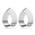 Polished silver teardrop earrings with a modern geometric twisted design and mirror finish - Silver Wide Surface Teardrop Mirror Style (HS1930-Silver-7)
