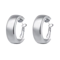 Polished silver-tone wide C-shaped hoop earrings with a sleek mirror finish surface - Silver Thick Mirror C-Shape Hoop Style (HS1930-Silver-9)