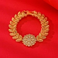 Elegant gold plated flower bracelet for women with white zircon stones on red background - Double-layer Full Diamond Floral Style (SL009)