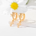 Elegante goldene Libellen-Ohrringe mit Kreuzanhängern und funkelnden Zirkoniasteinen - Libellen-Kreuz-Stil (EH061)