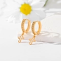 Elegante vergoldete Kreuzohrringe für Damen mit funkelnden Zirkoniasteinen besetzt - Pave-Zirkonia-Kreuz-Stil (EH053)
