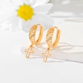 Vergoldete Klappcreolen mit Zirkonia-Besatz und modischem Kreuzanhänger für Damen - Köper-Hohlkreuz-Stil (EH057)