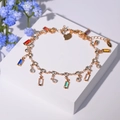 Bracelet doré orné de pierres précieuses colorées et de charms en cristal - Style Gemme Rectangulaire Colorée (SL419027)