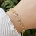 18k gold plated bracelet with orange zircon stones and bead-edge details on wrist - Orange Yellow (2)