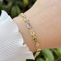 Verstellbares 18k vergoldetes Armband mit bunten rechteckigen Zirkonia-Steinen - Regenbogen