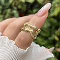 Classic 18K gold plated bamboo multilayer ring with sparkling cubic zirconia on finger - Cross Bamboo Joint Style (3)