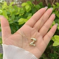 Collana con pendente a lettera Z a palloncino placcata oro 18K con zirconi cubici - Oro 18K / Oro Z