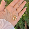 Collana a catena serpente placcata oro 18K con ciondolo a lettera D bombata - Oro 18K / Oro D