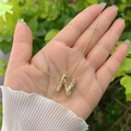 Bubble letter N pendant necklace in 18K gold plated copper with cubic zirconia stones - 18K Gold / Gold N