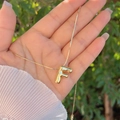 Balloon style letter F pendant in 18K gold finish on a delicate snake chain necklace - 18K Gold / Gold F