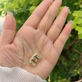 Bubble letter E necklace in 18K gold plated copper with cubic zirconia accents - 18K Gold / Gold E