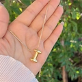 18K gold plated balloon style letter I pendant on a sleek snake chain necklace - 18K Gold / Gold I