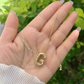 Polished 18K gold plated necklace with a double-sided zircon micro-pave letter G pendant - 18K Gold / Gold G