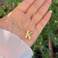 18K gold plated necklace with a shiny balloon-style letter K pendant and thin chain - 18K Gold / Gold K