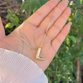 Letter L pendant necklace in 18K gold plated finish with a sleek snake chain - 18K Gold / Gold L