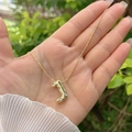 Golden balloon letter J pendant necklace with zircon stones on 18K gold plated chain - 18K Gold / Gold J