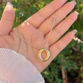 Polished 18K gold plated balloon oval pendant necklace on a delicate snake chain - 18K Gold / Gold O