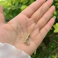Golden balloon letter L pendant necklace with cubic zirconia inlay on a thin bead chain - 18K Gold / Gold L