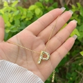 18K gold plated balloon P-letter pendant necklace with sparkling cubic zirconia inlay - 18K Gold / Gold P