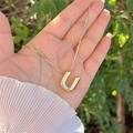 Polished 18K gold plated balloon letter U pendant on a delicate snake chain - 18K Gold / Gold U