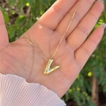Golden 3D balloon letter V pendant with elegant snake chain necklace for women - 18K Gold / Gold V