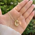 Letter C bubble pendant necklace in 18K gold plating with cubic zirconia stones - 18K Gold / Gold C