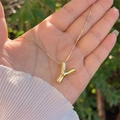Polished 18K gold plated balloon style letter Y pendant necklace on a slim chain - 18K Gold / Gold Y