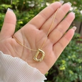 Sparkling 18K gold plated balloon letter D necklace pendant with inlaid cubic zirconia - 18K Gold / Gold D