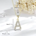 14K gold plated initial necklace with A pendant and sparkling white cubic zirconia stones - Letter A - Gold