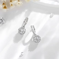 Elegant 14k gold plated copper hoop earrings with sparkling cubic zirconia sphere charms - Silver