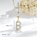 Classic 14K gold plated letter B pendant necklace with micro-paved cubic zirconia stones - Letter B - Gold