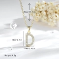14K gold plated letter D pendant necklace with clear cubic zirconia on 45cm chain - Letter D - Gold