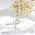 Collana con ciondolo lettera P placcata oro 14K con pietre di zirconia cubica lucide - Lettera P - Oro
