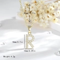 Collana con ciondolo lettera R placcata oro 14K e intarsio di zirconi cubici - Lettera R - Oro
