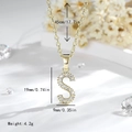 Collana 14K dorata con pendente a lettera S in zirconi e catenina sottile da 45cm - Lettera S - Oro