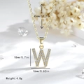 Collana con ciondolo lettera W placcata oro 14K con zirconi cubici scintillanti - Lettera W - Oro