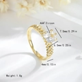 Bague classique en finition argent 14K avec zircon AAA et anneau élégant en forme de V - US 7 / Or