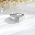 Klassieke brede ring met zilveren afwerking en rijen met ingelegde zirkonia-stenen - US 7 / Zilver
