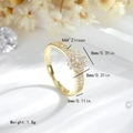 Golden flower zircon ring with AAA+ stones and paved band for women's jewelry - US 7 / Gold