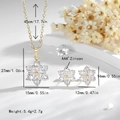 14K vergoldetes Blumen-Halsketten- und Ohrring-Set mit Zirkonia-Steinen und Maßen - Gold
