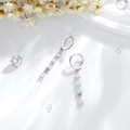 Orecchini a cerchio con gocce di zircone argentato per uno stile elegante e alla moda - EH518 Argento