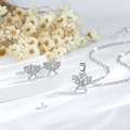 Exquisite 14K gold plated butterfly jewelry set with zircon necklace and stud earrings - Silver